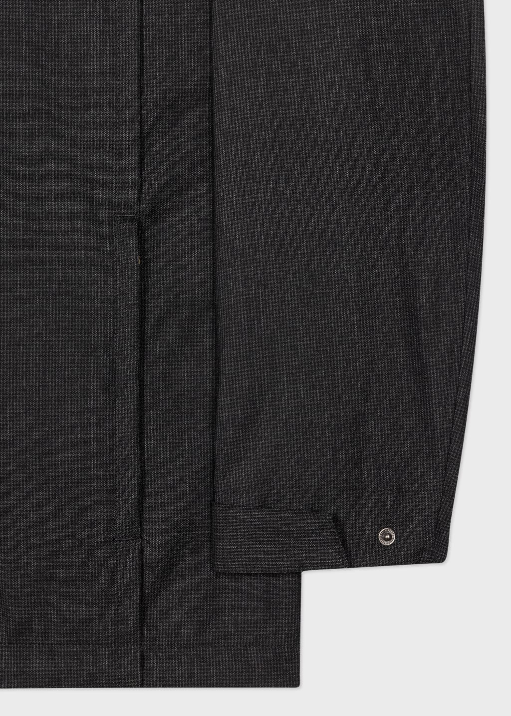 Detail View - Grey Mini Houndstooth Wool Zip Jacket Paul Smith