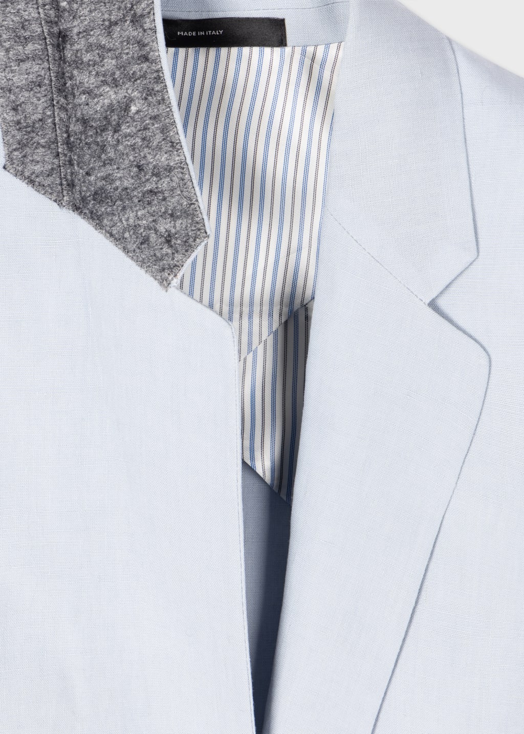Model View - Women's Pale Blue Linen One-Button Blazer by Paul Smith
