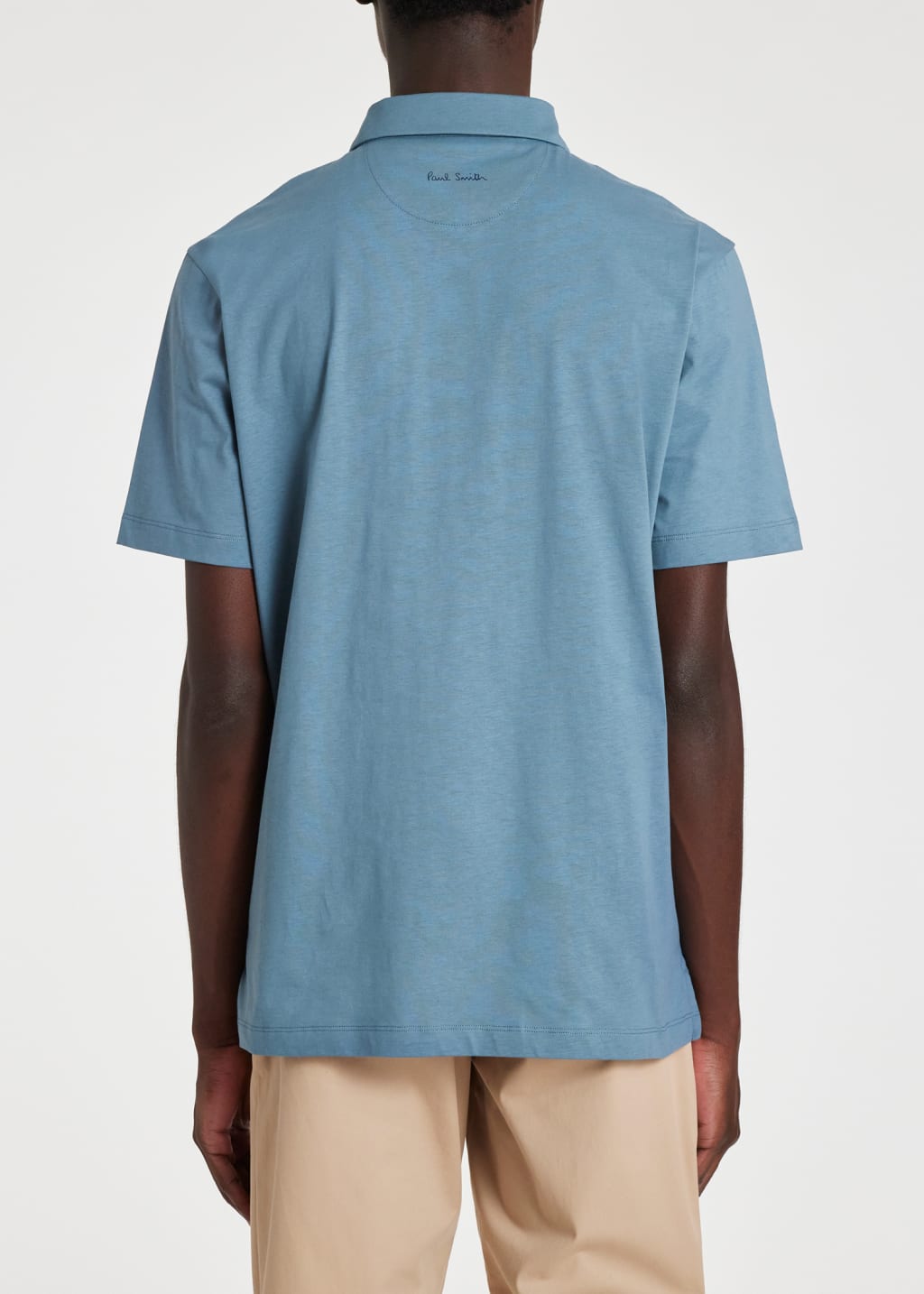 Men's Powder Blue Jersey Polo Shirt with 'Artist Stripe' Tab