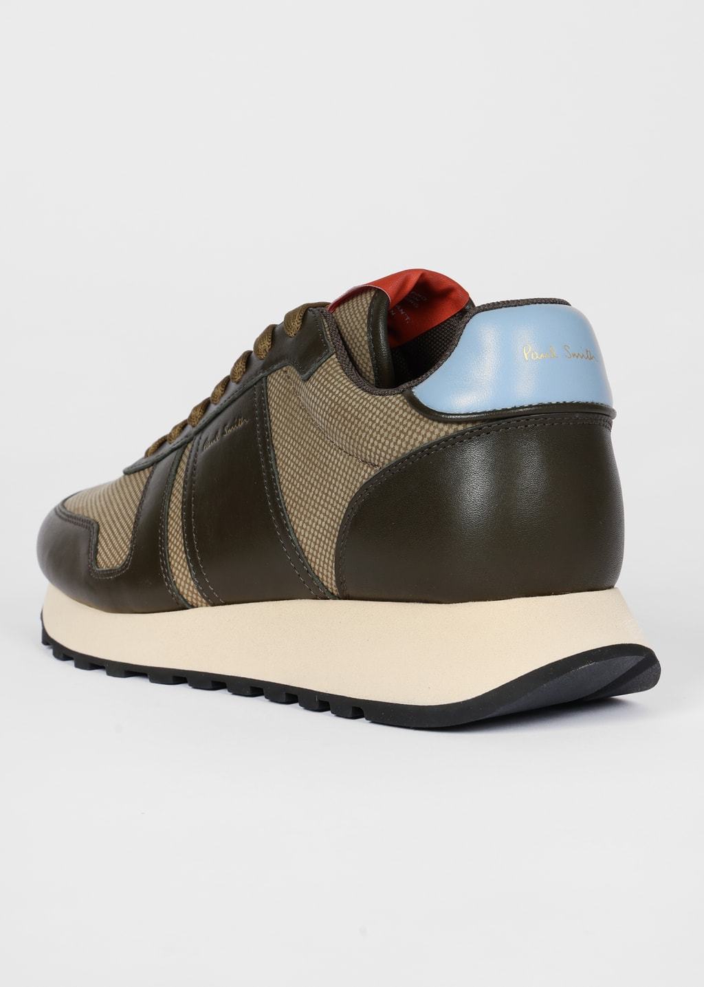 Detail View - Khaki Leather 'Eighties' Trainers Paul Smith