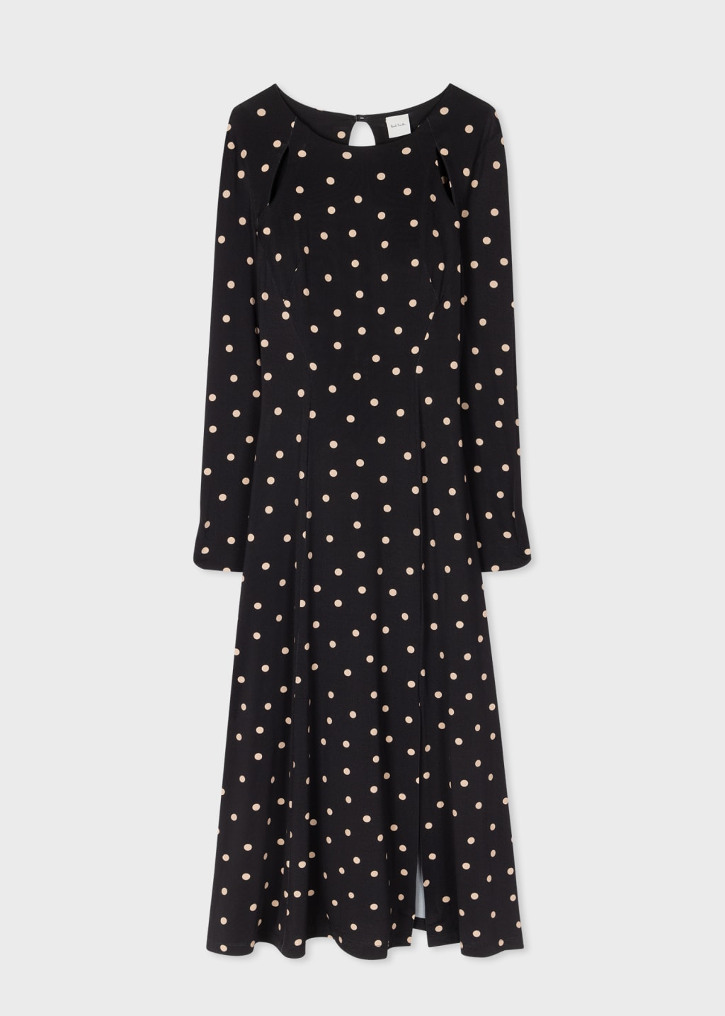 Model View - Women's Black Polka Dot Maxi Dress by Paul Smith