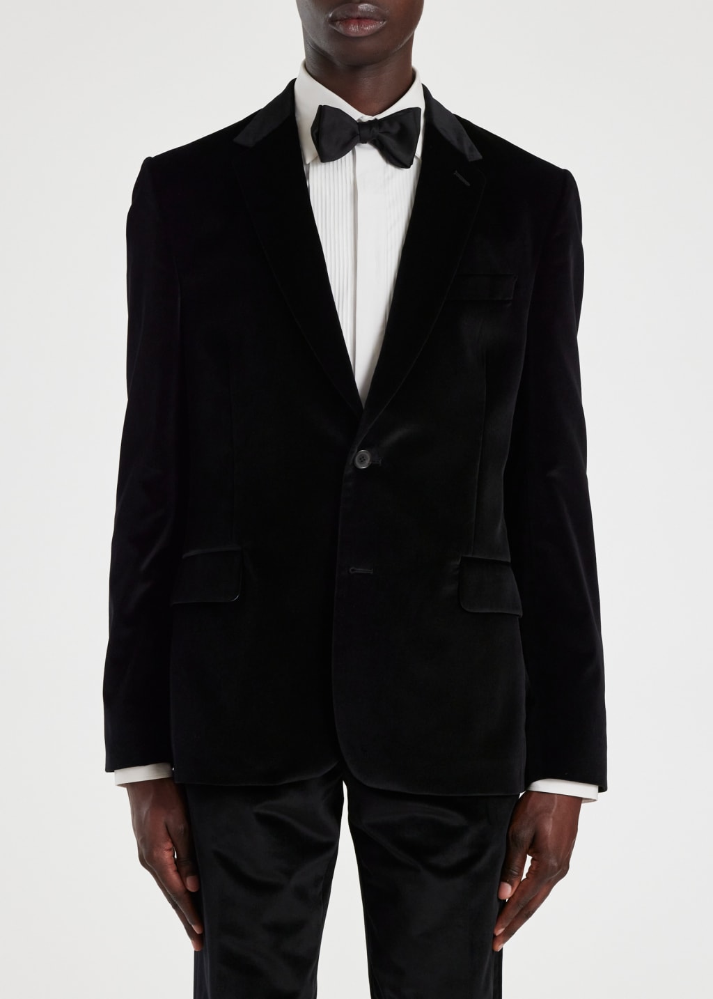 Black One Button  Velvet Suit main image 1
