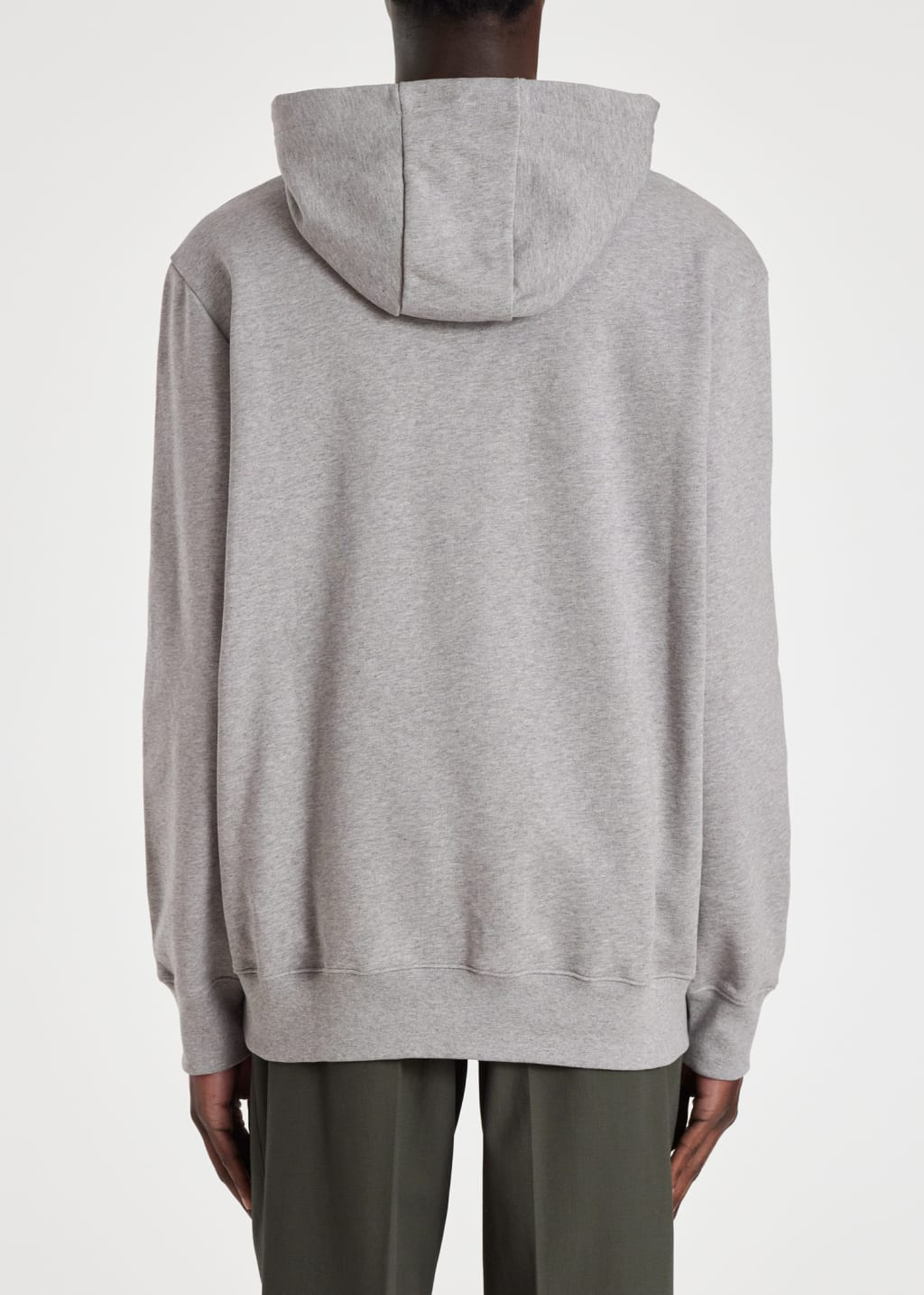 Model View - Grey Marl Cotton Shadow Logo Hoodie Paul Smith