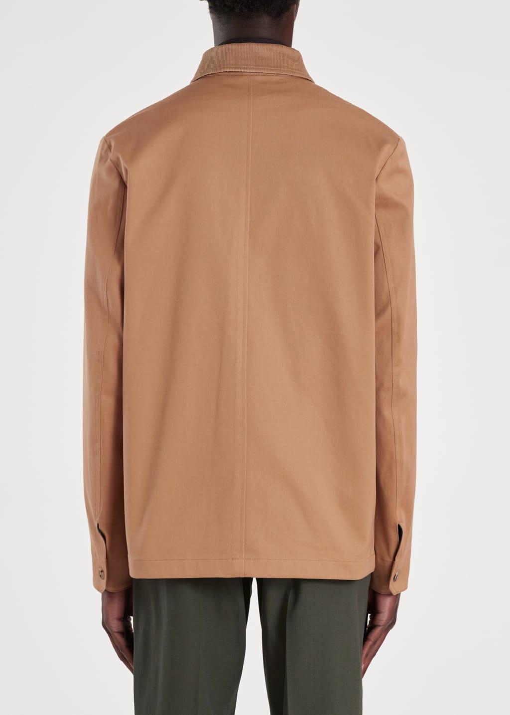 Model View - Tan Cotton-Twill Jacket with Corduroy Collar Paul Smith
