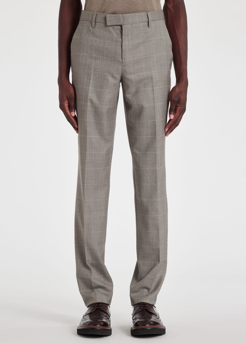 Model View - Tailored-Fit Grey Multi-Check Wool Buggy-Lined Suit by Paul Smith