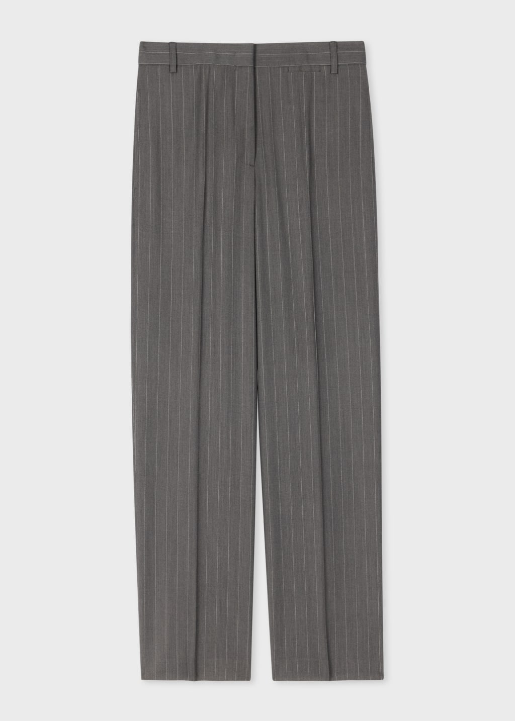 Front View - Women's Charcoal Pinstripe Straight-Leg Trousers Paul Smith