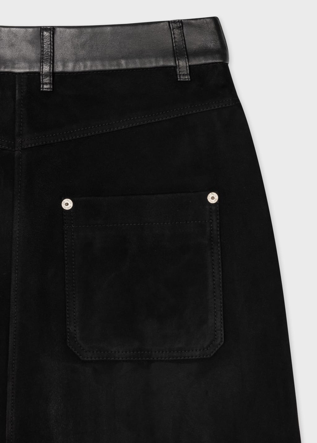 Detail View - Women's Black Suede Contrasting Short Skirt Paul Smith