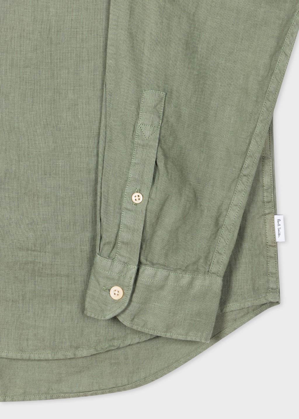 Detail View - Green Linen Button-Down Shirt Paul Smith