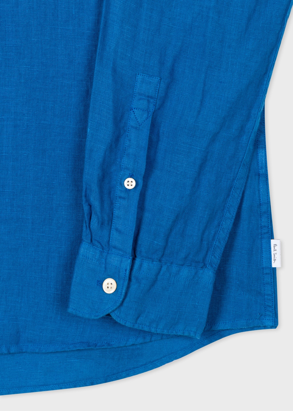 Detail View - Cobalt Blue Linen Button-Down Shirt Paul Smith