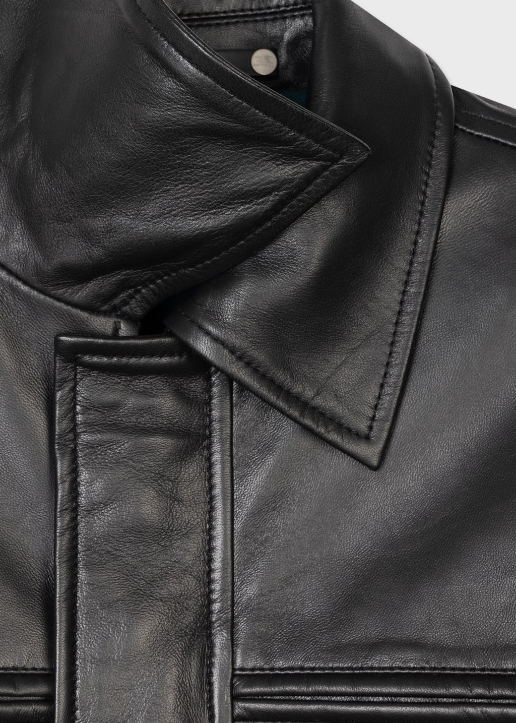 Detail View - Black Leather Jacket Paul Smith