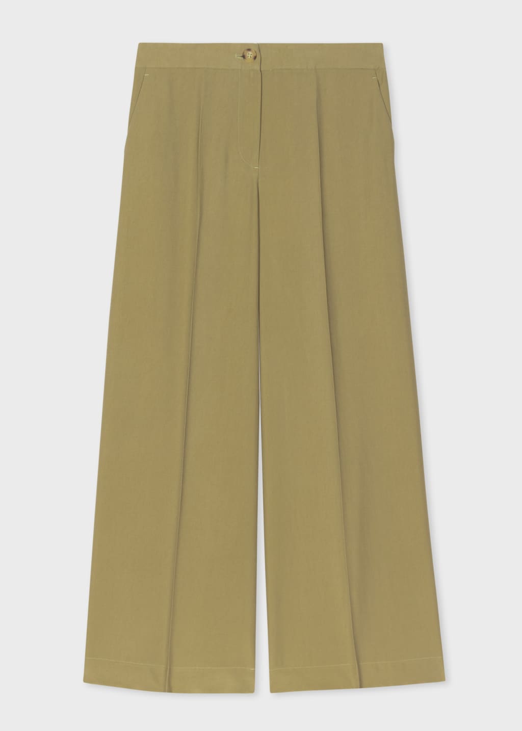 Women's Khaki Wide Leg Cropped Pants