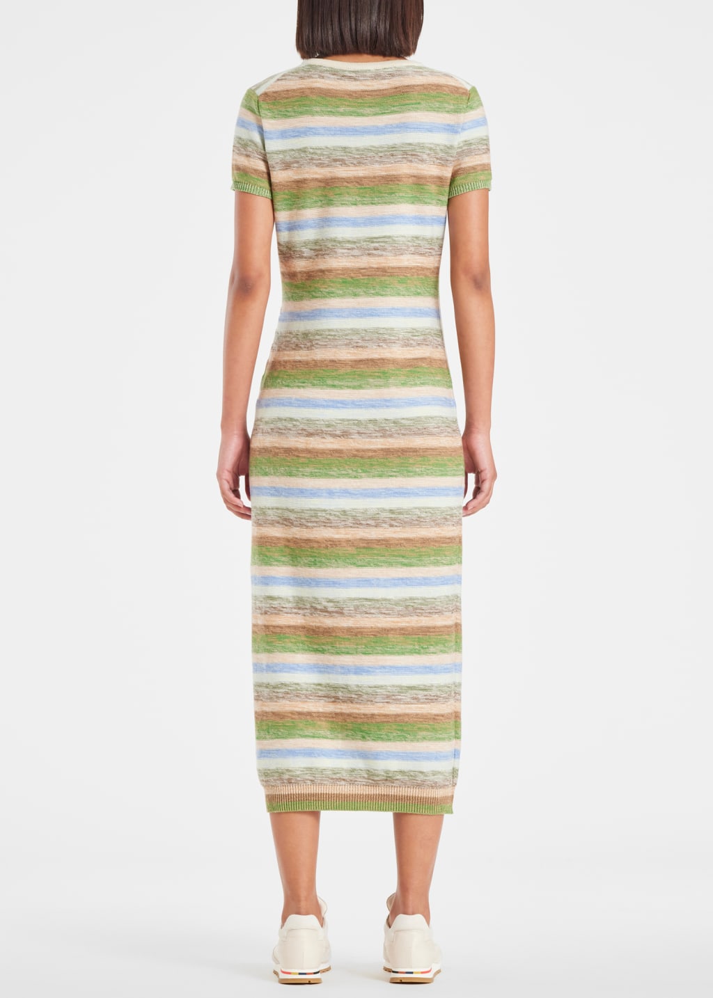 Model View - Women's Green Space Dye Knit Maxi Dress Paul Smith