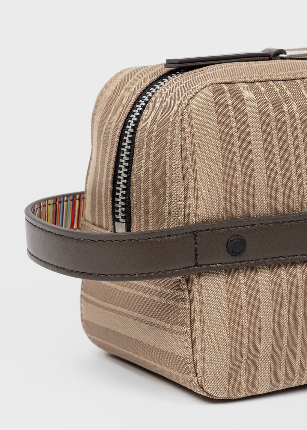 Detail View - Sand 'Shadow Stripe' Wash Bag Paul Smith