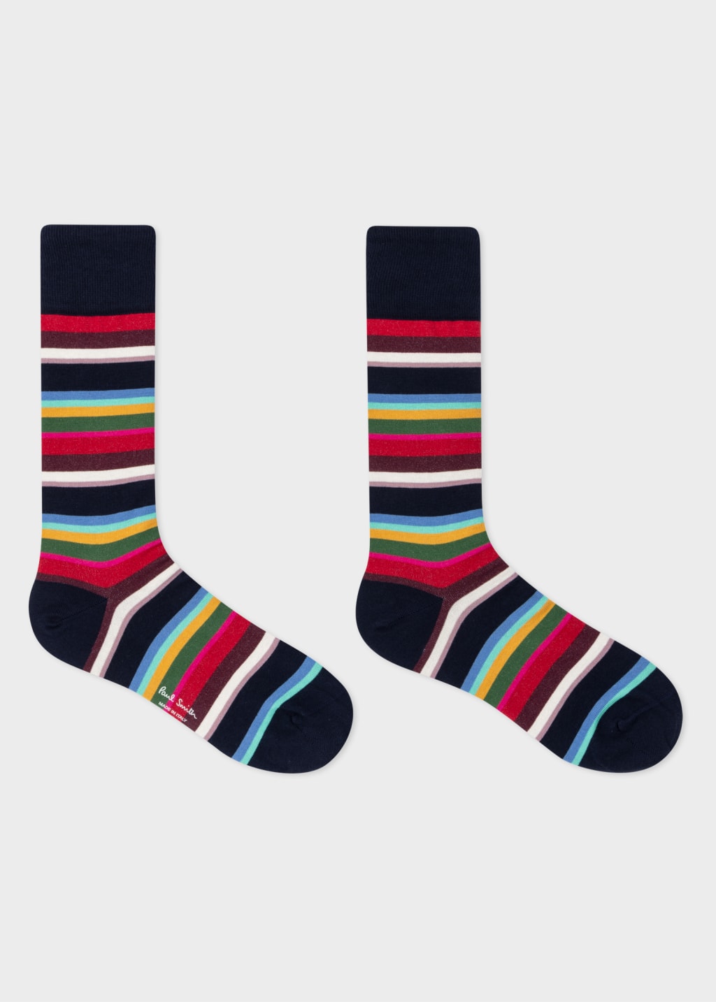 Pair View - Navy Multi-Stripe Socks Paul Smith