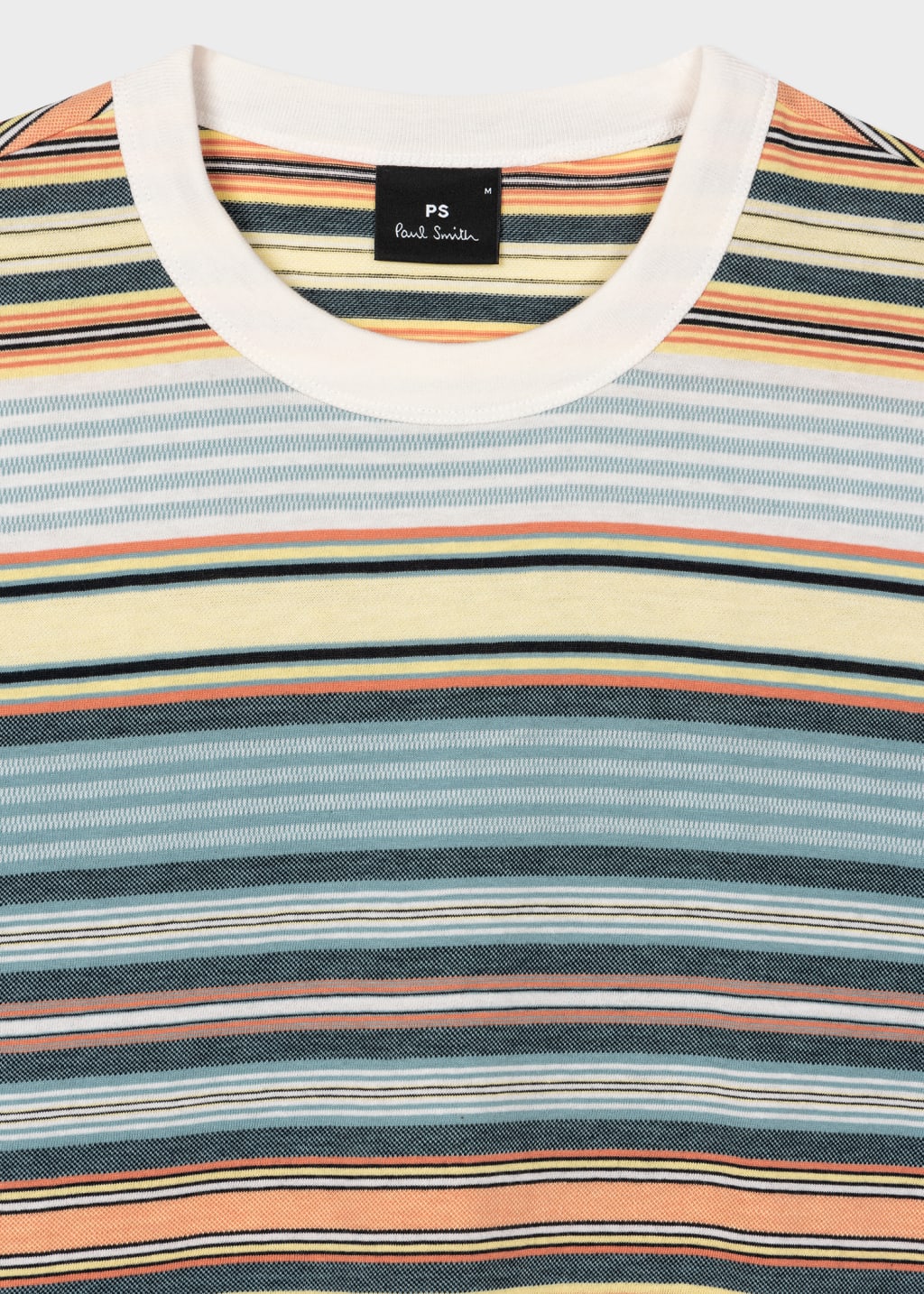 Detail View - Blue And Orange Multi-Stripe Cotton T-Shirt Paul Smith