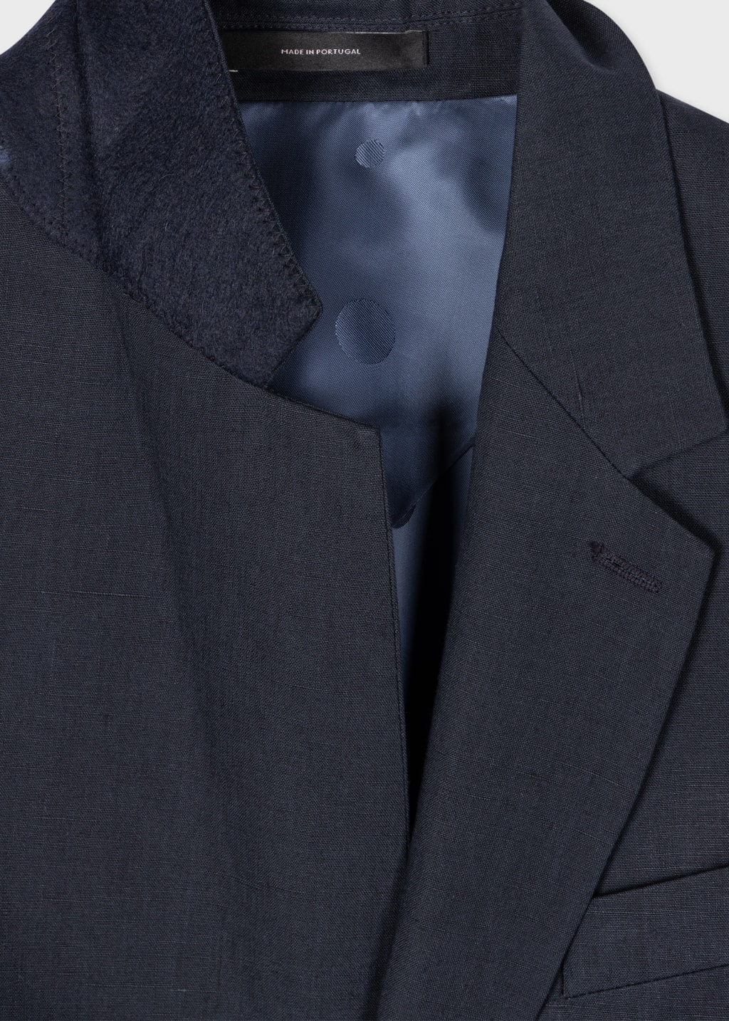Detail View - Navy Linen Buggy-Lined Blazer Paul Smith