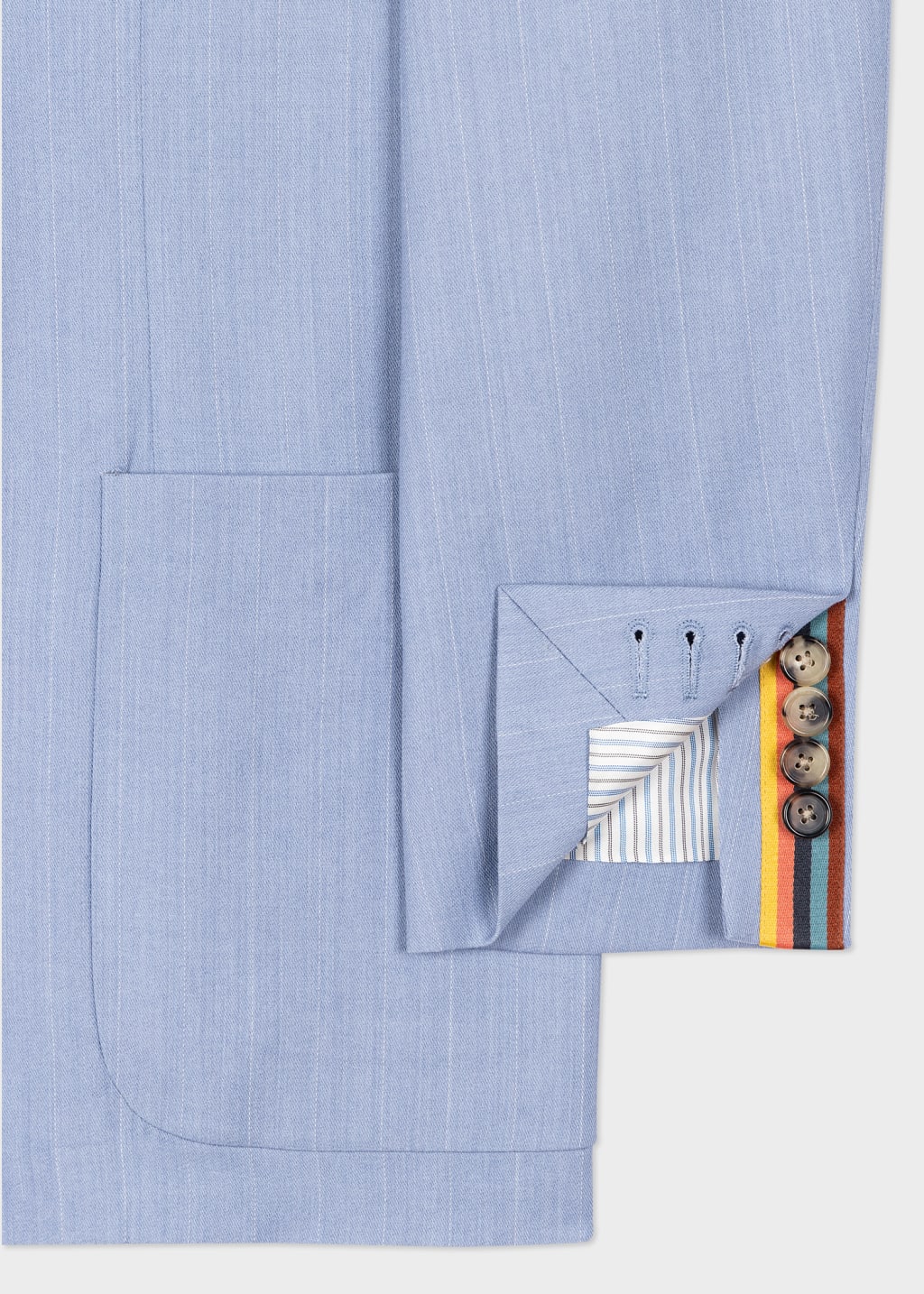 Men's Light Blue Overdyed Pinstripe Patch Pocket Blazer