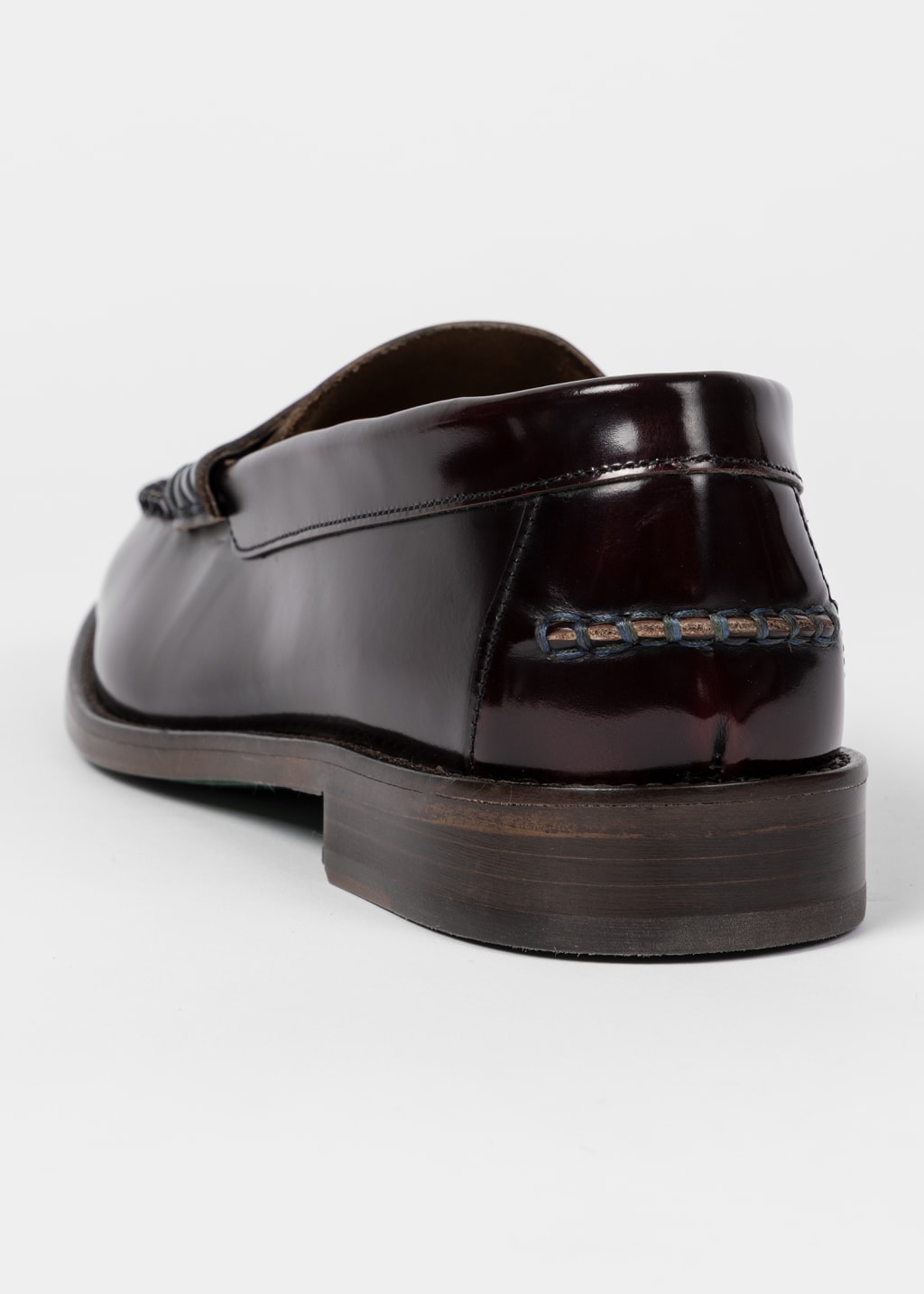 Detail View - Bordeaux High-Shine Leather 'Lido' Loafers Paul Smith
