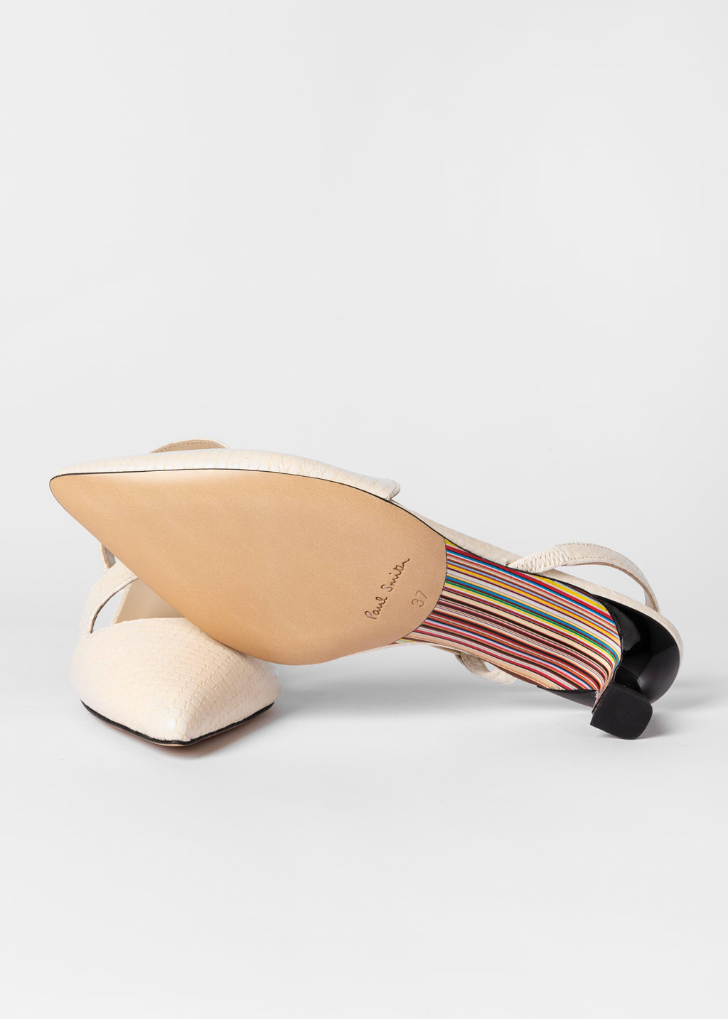 Detail View - Women's Sand 'Cloudy' Suede Heels Paul Smith