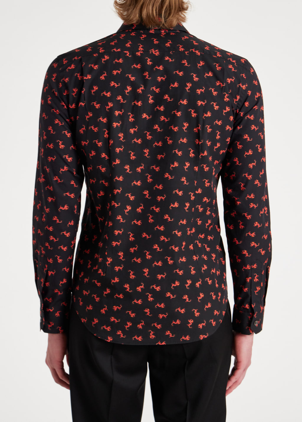 Model View - Super Slim-Fit Black 'Year Of The Dragon' Shirt Paul Smith