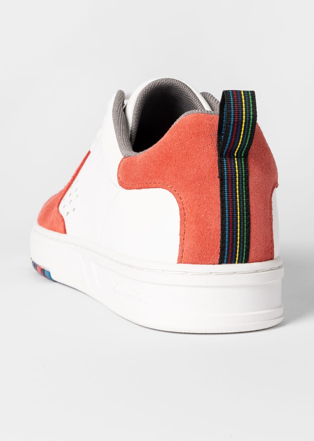 Detail View - White and Coral 'Cosmo' Trainers Paul Smith