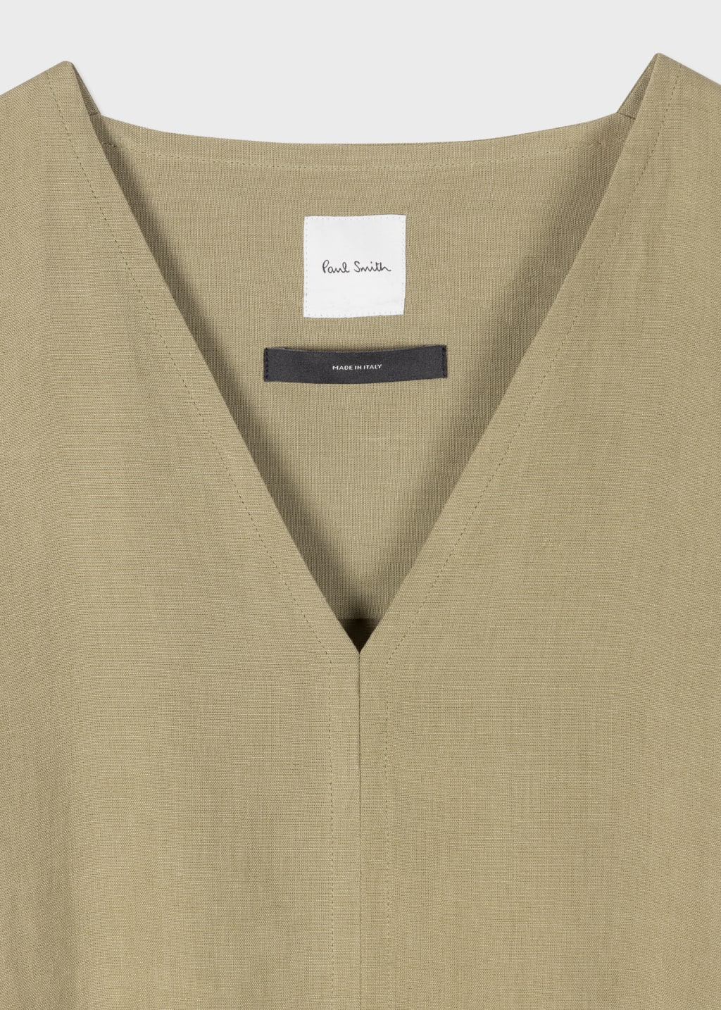 Detail View - Women's Pale Khaki Linen Tie Waist Dress Paul Smith
