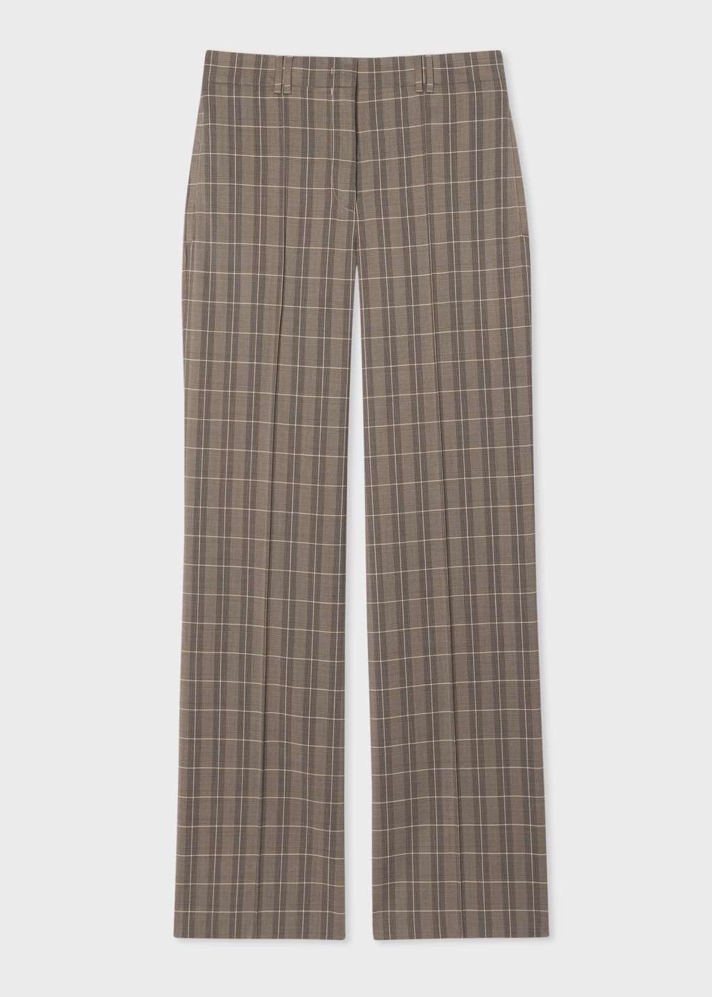 Front View - Women's Taupe Check Flare Trousers Paul Smith