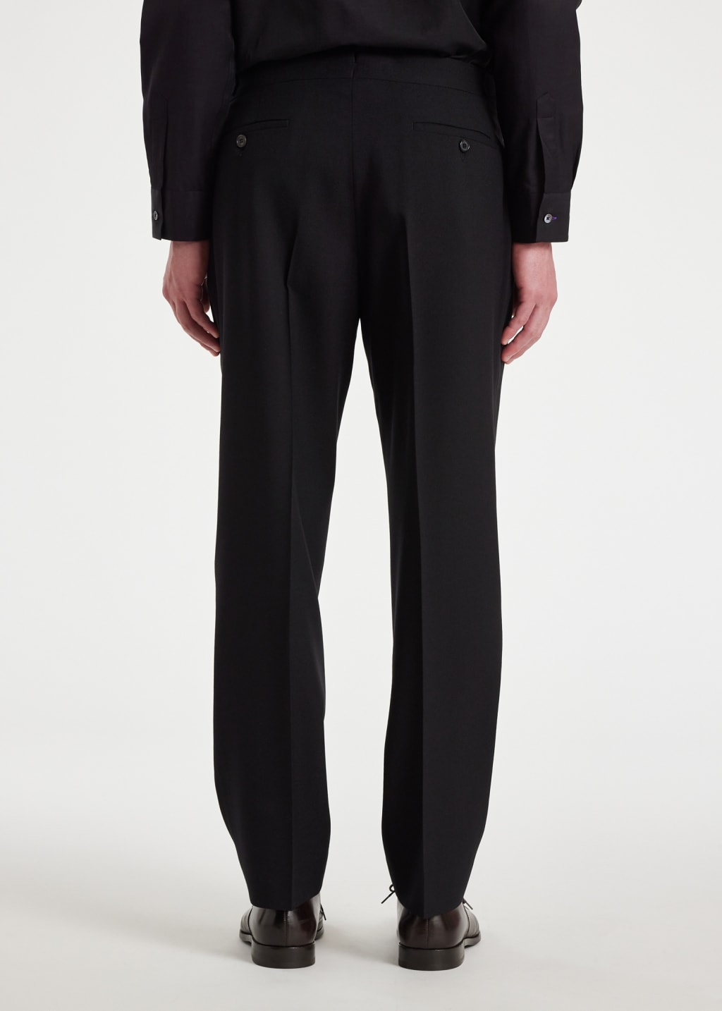 Model View - Black Double-Pleat Wool Trousers Paul Smith