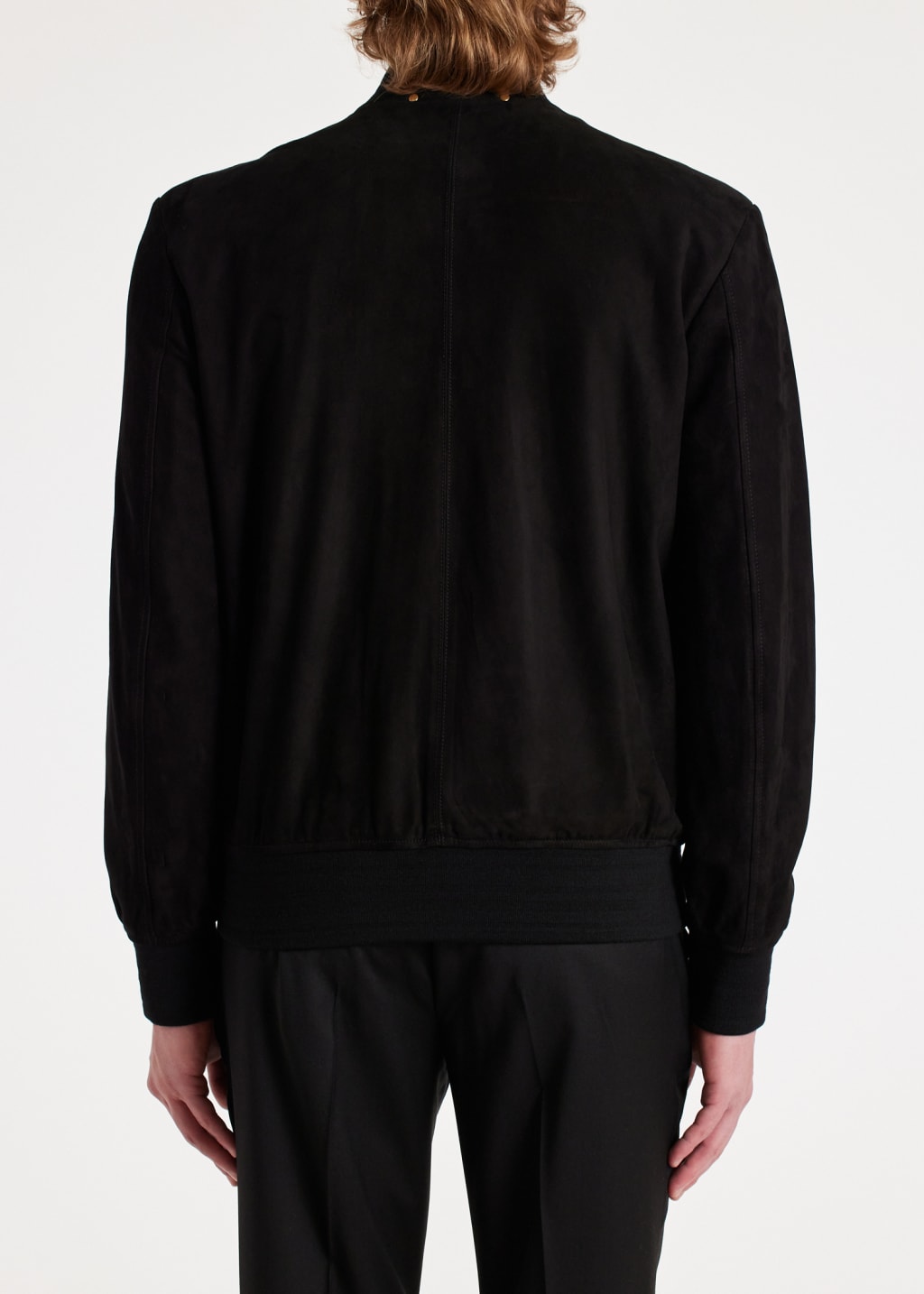 Model View - Black Suede Bomber Jacket Paul Smith