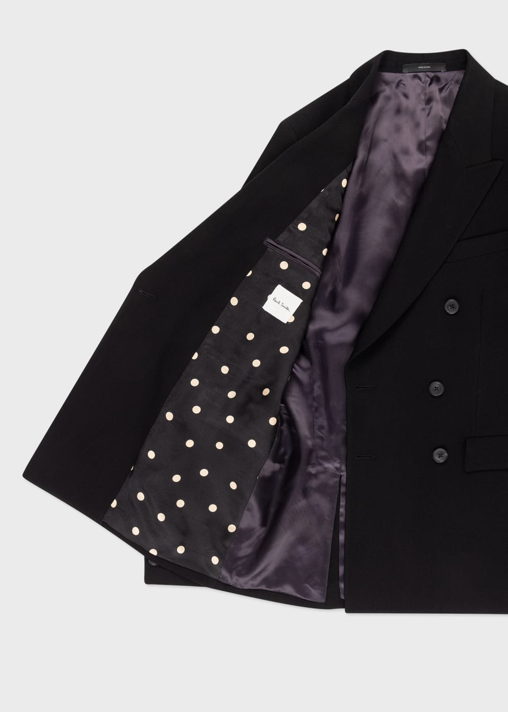 Product View -Men's Black Wool Double-Breasted Suit by Paul Smith