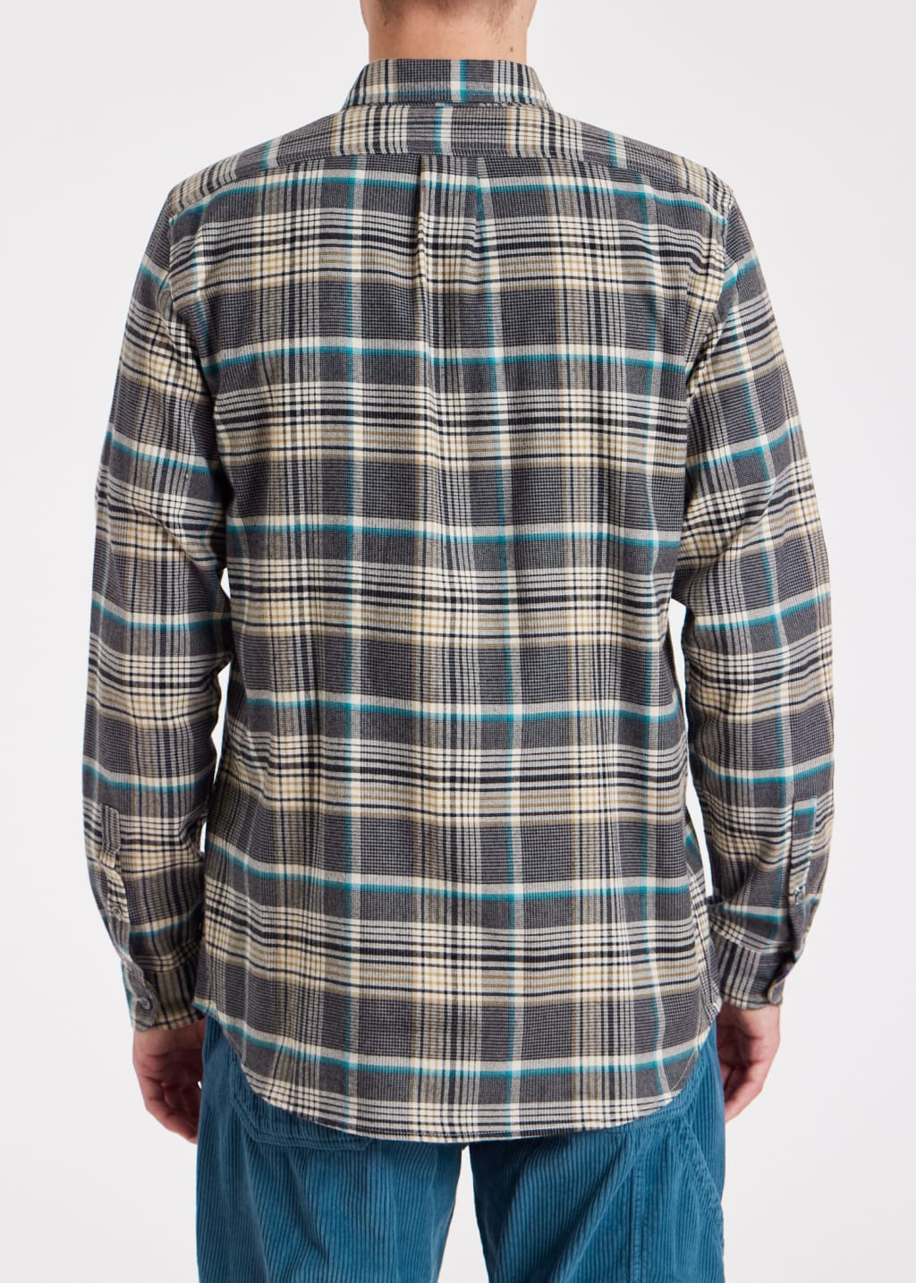 Model View - Grey Check Double Pocket Shirt Paul Smith