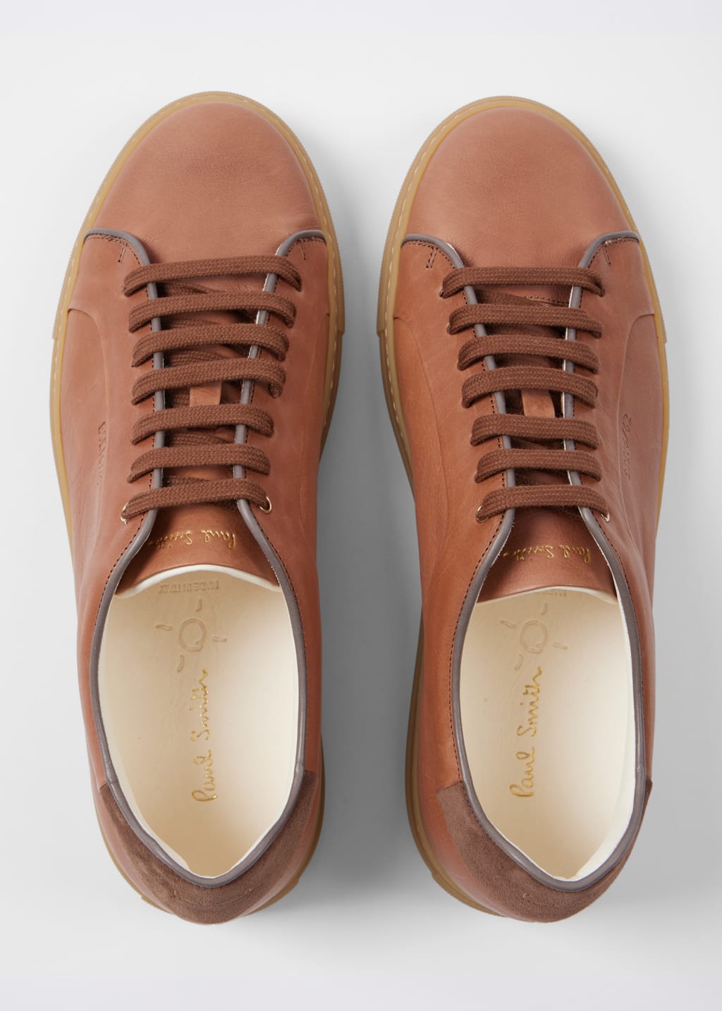 Pair View - Tan Leather 'Basso' Trainers Paul Smith