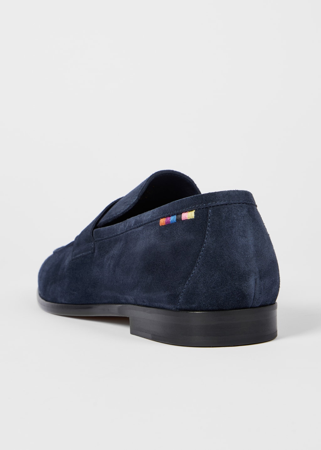Side View - Navy Suede 'Figaro' Loafers Paul Smith