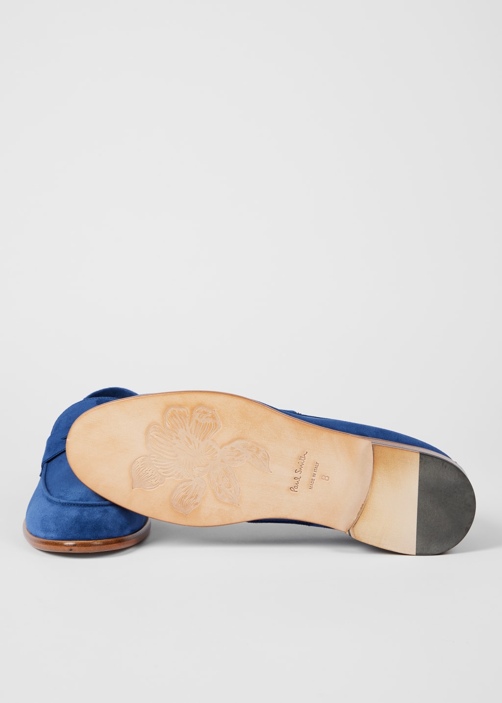 Detail View - Blue Suede 'Figaro' Loafers Paul Smith