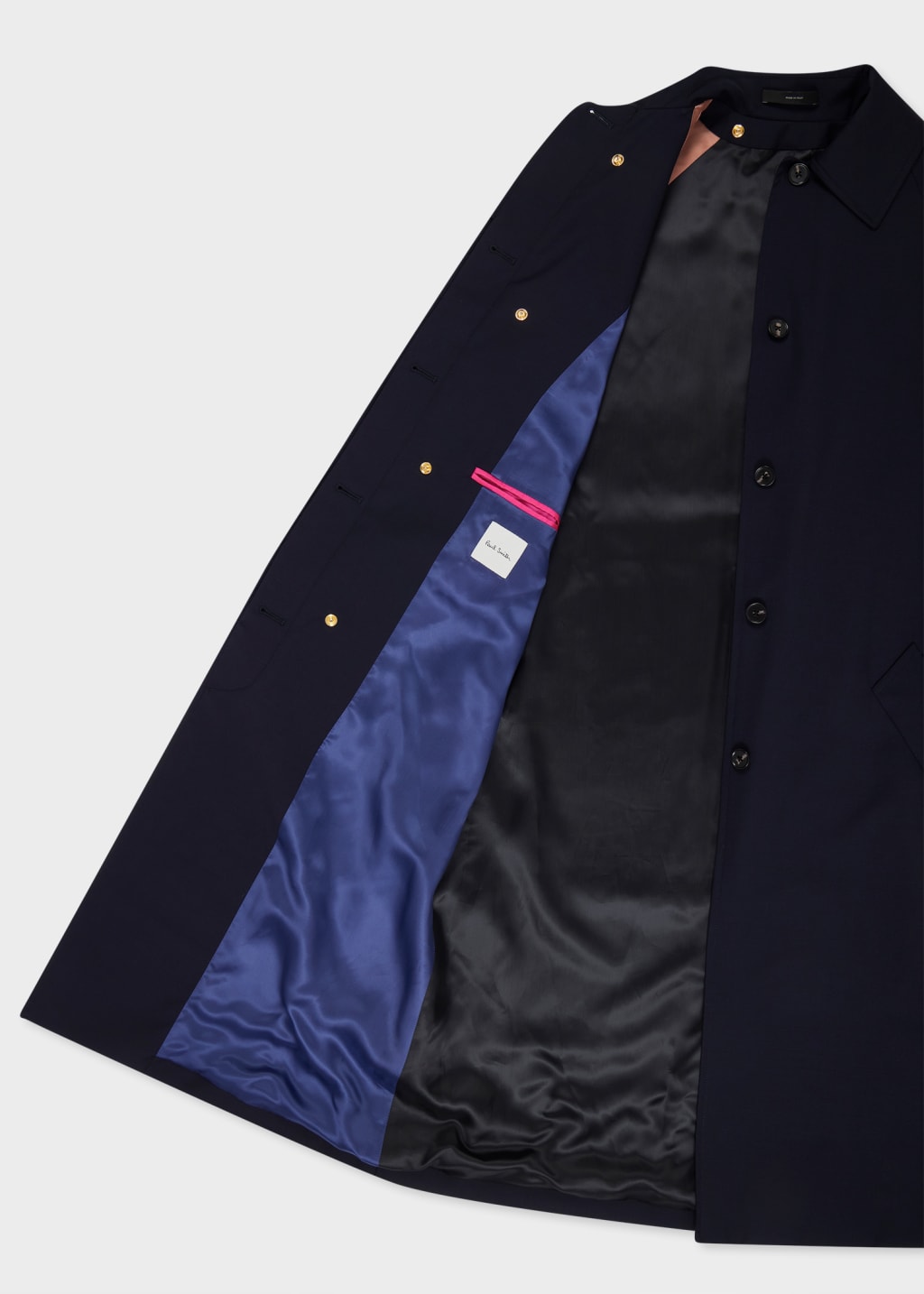 Detail View - Women's Navy 'Storm System Wool' Mac With Detachable Liner Paul Smith