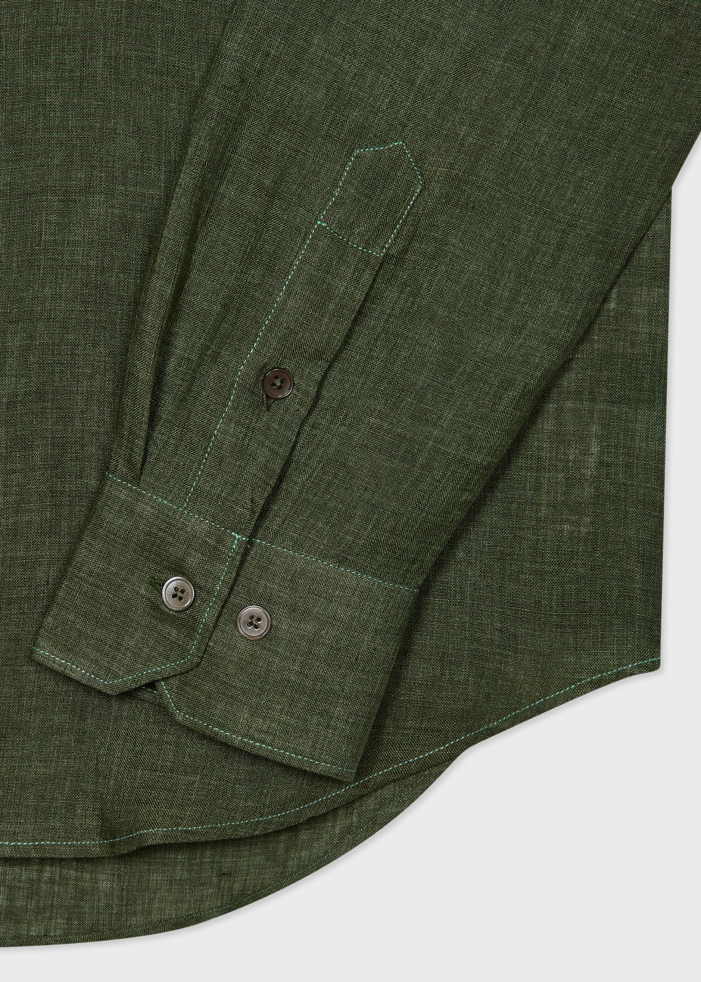 Men's SlimFit Dark Green Linen Shirt