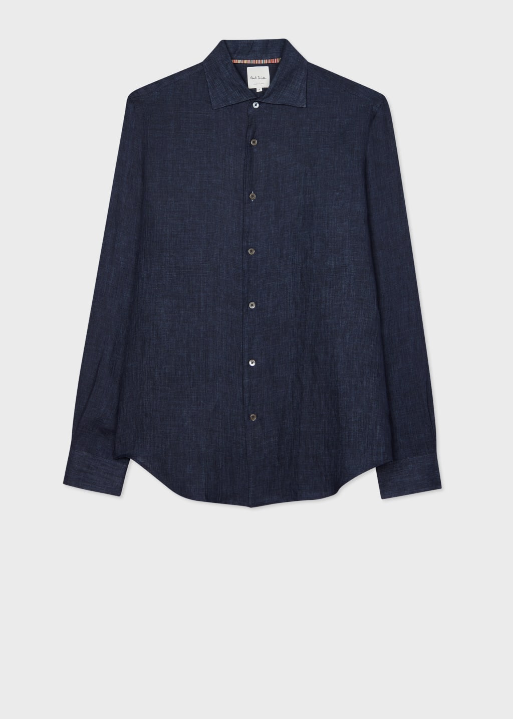 Front View - Slim-Fit Navy Linen Shirt Paul Smith