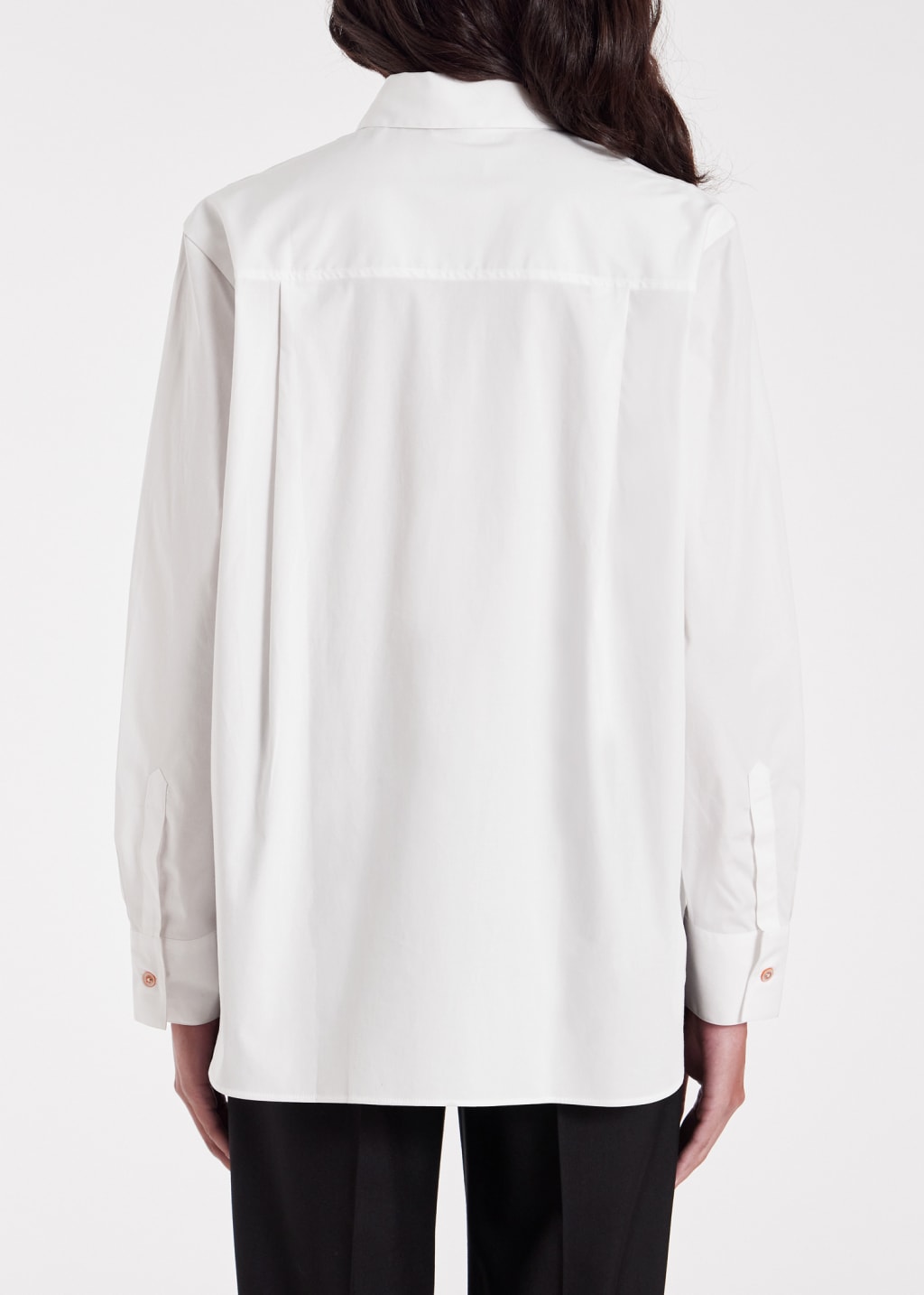 Model View - Women's White Cotton Multi Coloured Button Shirt by Paul Smith