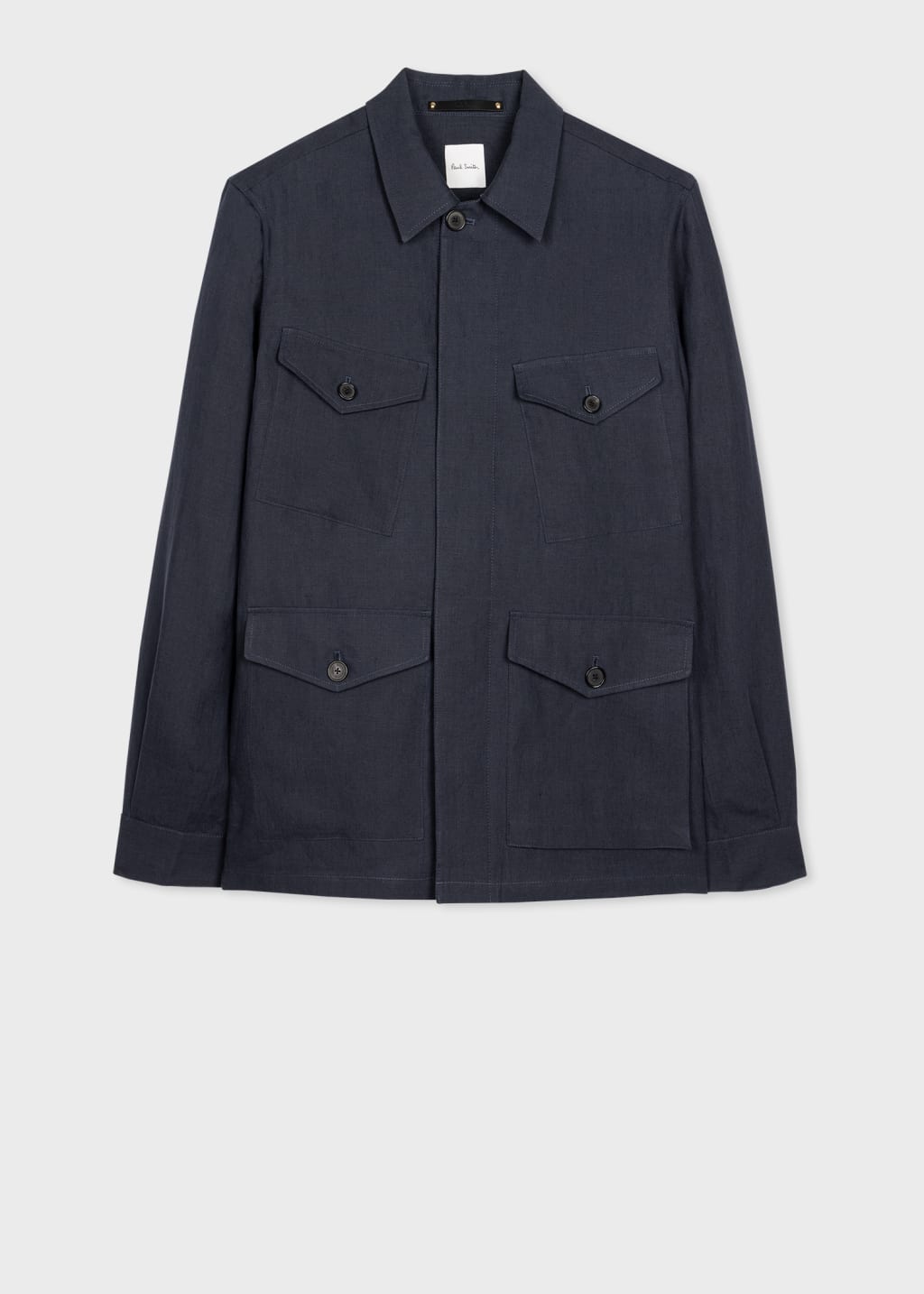 Front View - Navy Linen Field Jacket Paul Smith