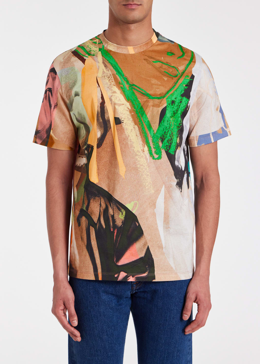 Model View - 'Life Drawing' Print Cotton T-Shirt Paul Smith