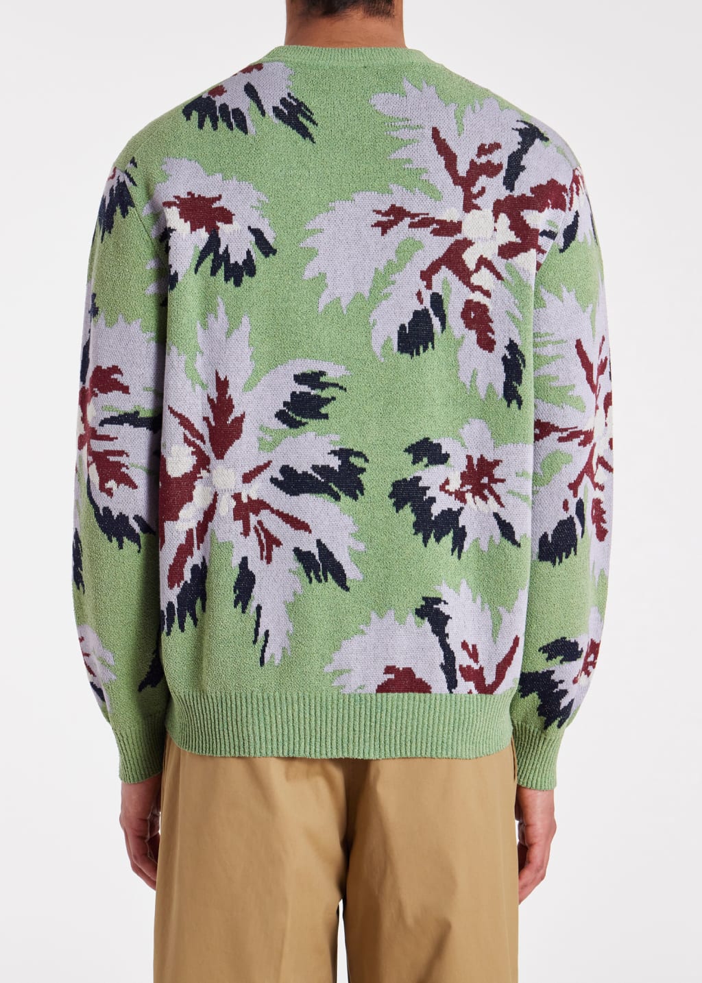 Model View - Green 'Palmera' Jacquard Cotton-Blend Sweater Paul Smith