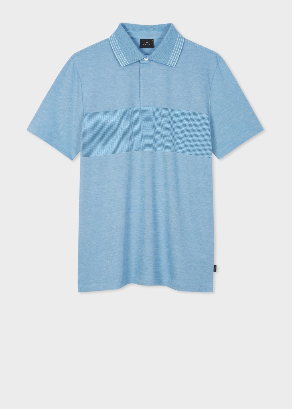Front View - Powder Blue Jacquard Cotton Polo Shirt Paul Smith