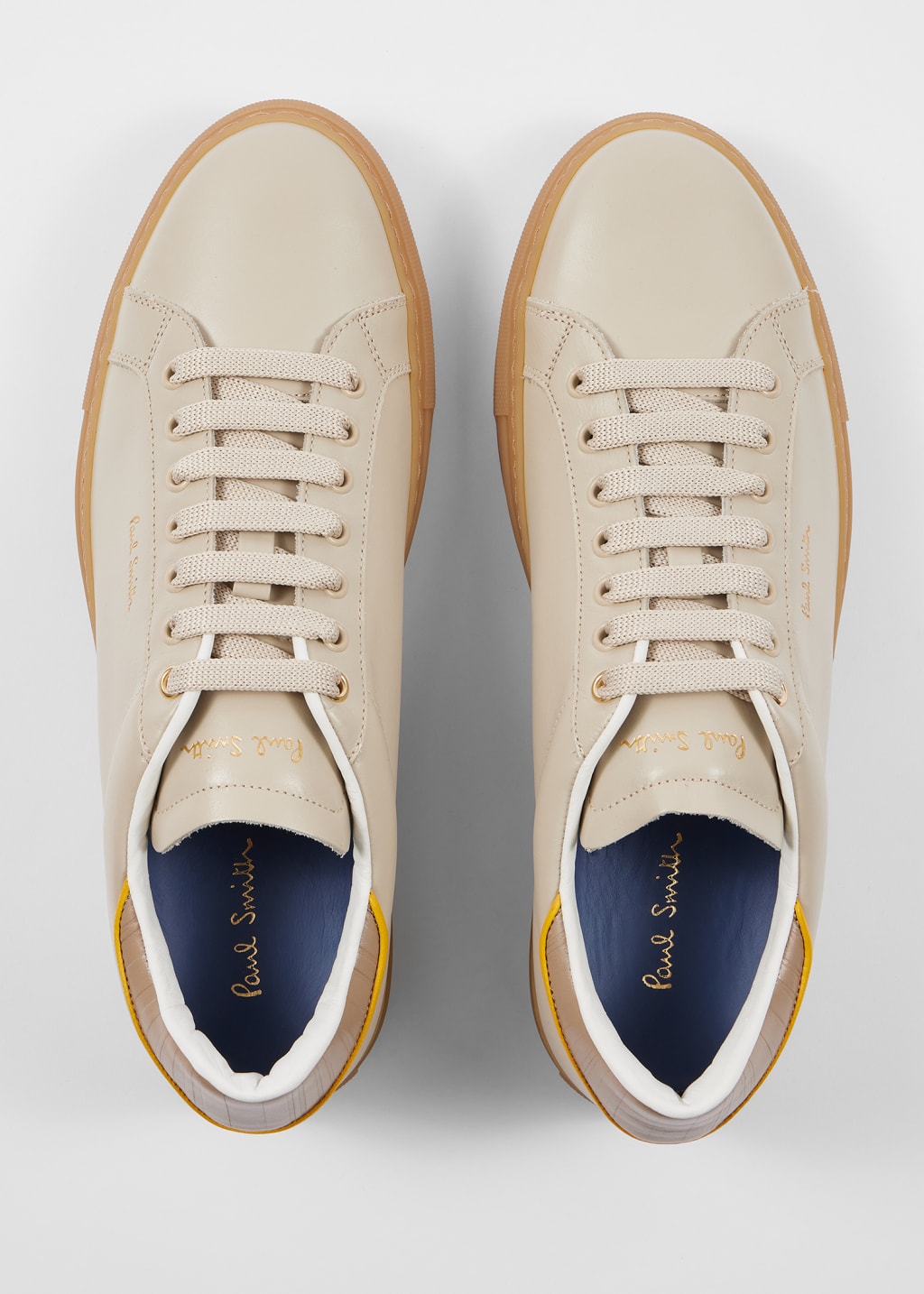 Pair View - Stone Leather 'Beck' Trainers Paul Smith