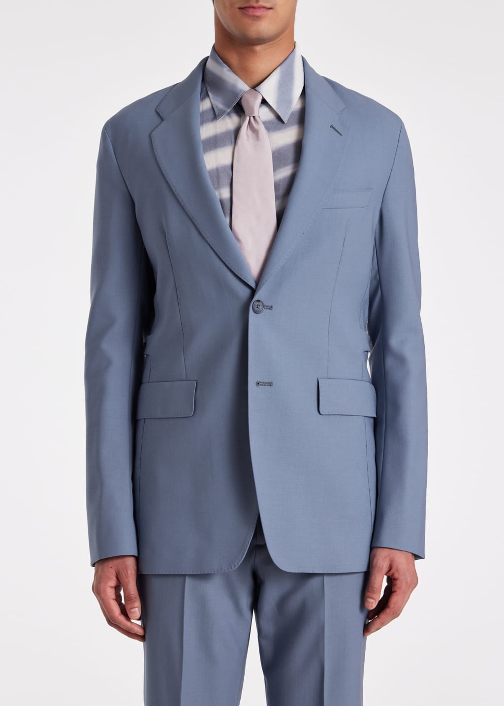 Model View - Men's Tailored-Fit Fresco Wool Suit by Paul Smith