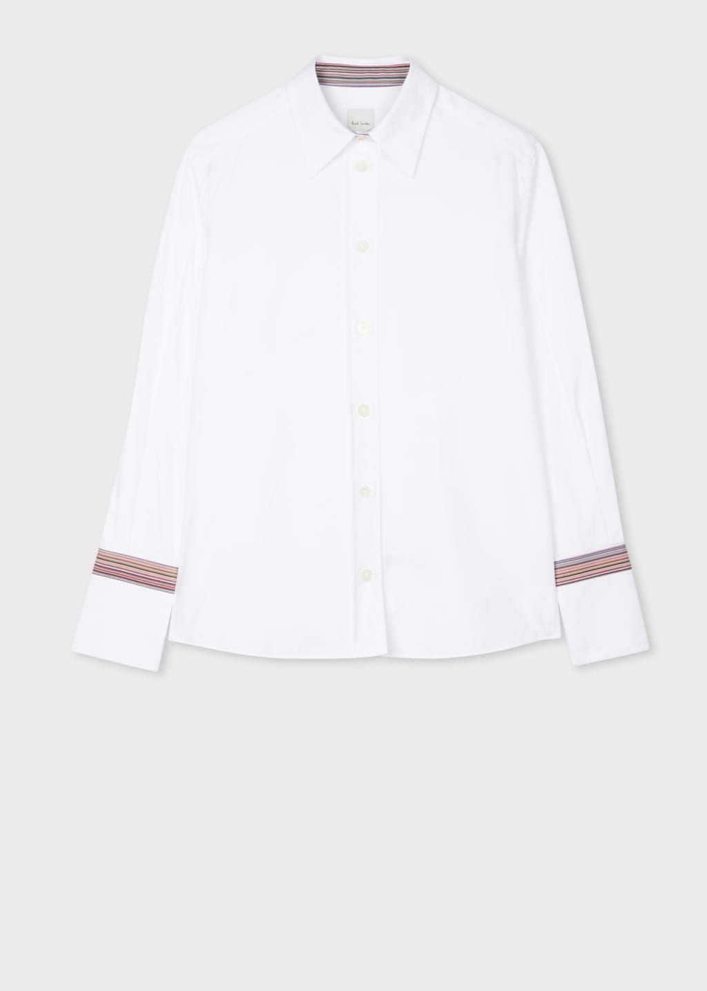 Front View - Women's White 'Signature Stripe' Cuff Shirt Paul Smith