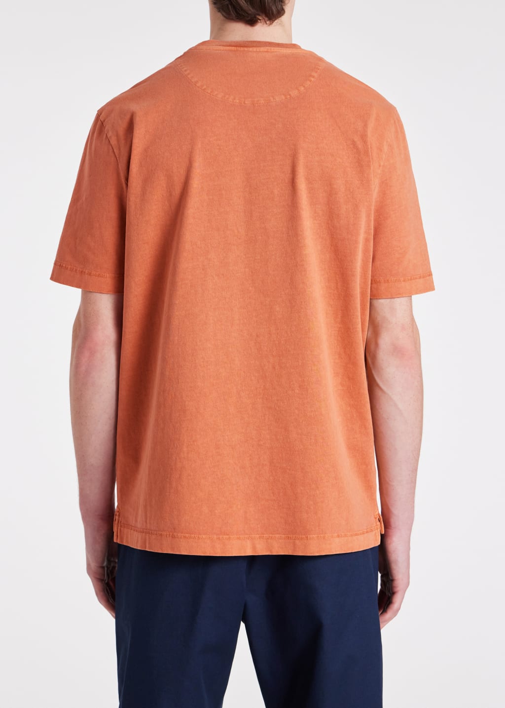 Model View - Burnt Orange Cotton 'Happy' T-Shirt Paul Smith