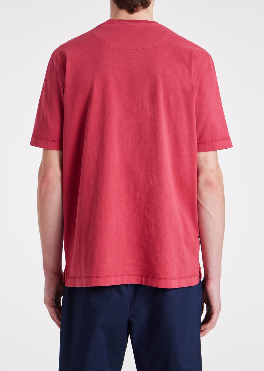 Model View - Washed Red Cotton 'Happy' T-Shirt Paul Smith