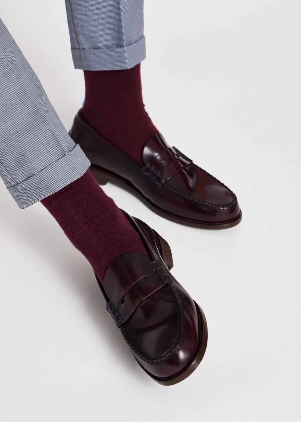 Model View - Bordeaux High-Shine Leather 'Lido' Loafers Paul Smith