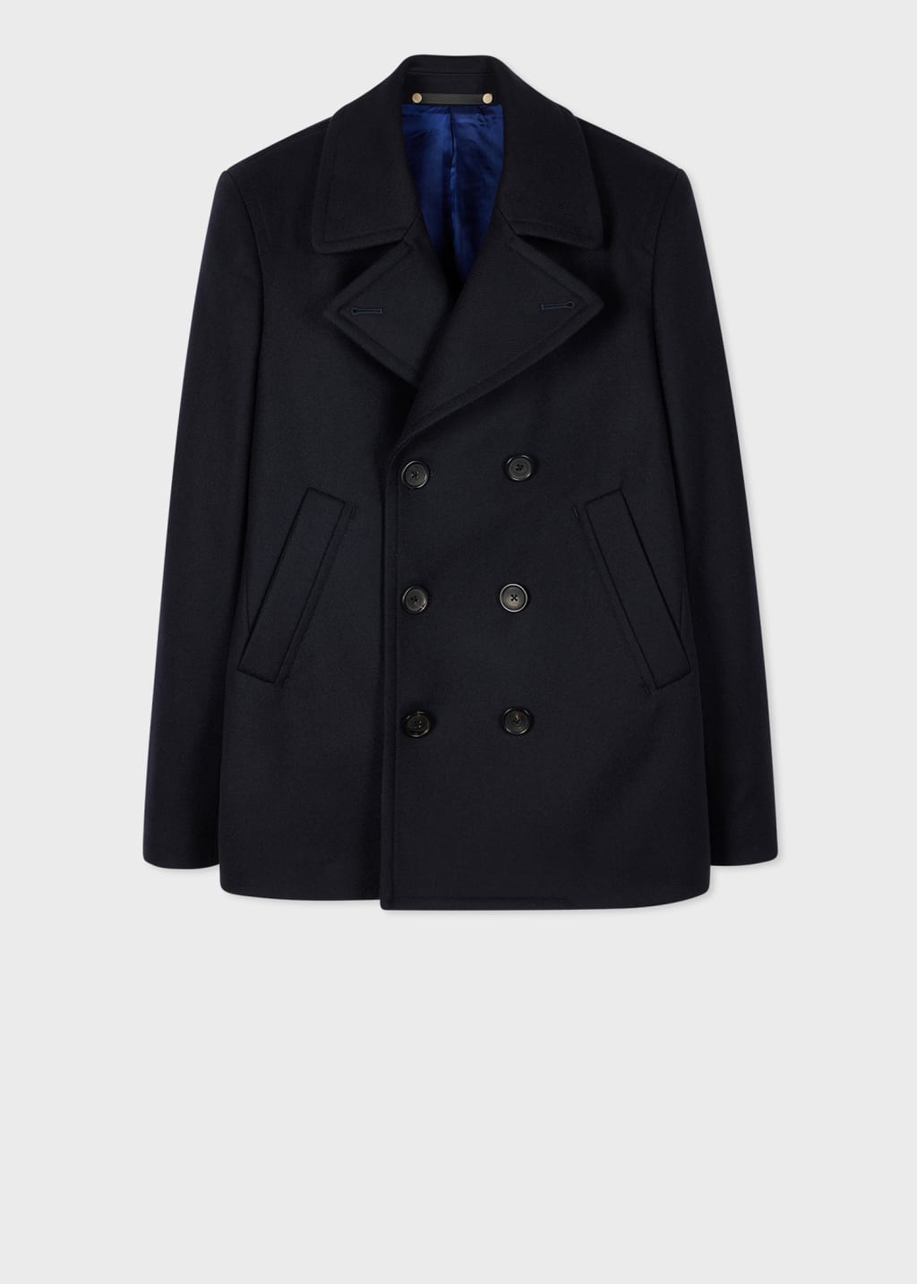 Navy Wool-Cashmere Pea Coat