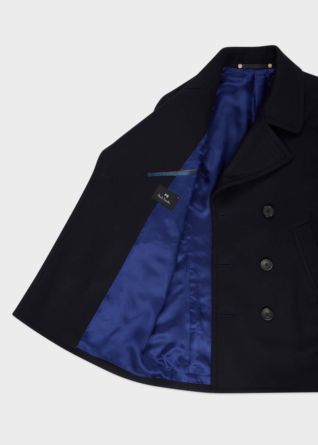 Model View - Navy Wool-Cashmere Pea Coat by Paul Smith